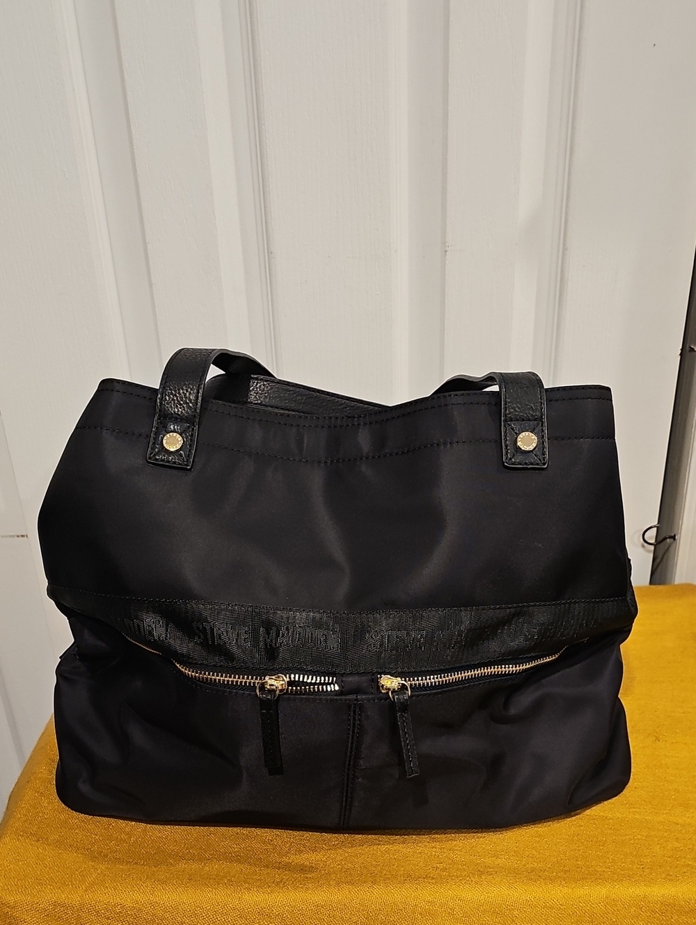 Steve Madden Black Logo Stripe Large Weekender Satchel With Crossbody Straps NWT